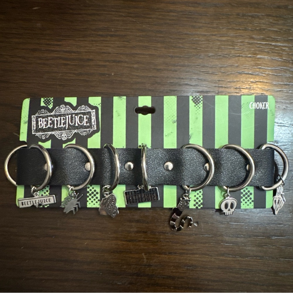 Beetlejuice Leather/Metal Charm Choker Horror Halloween NEW